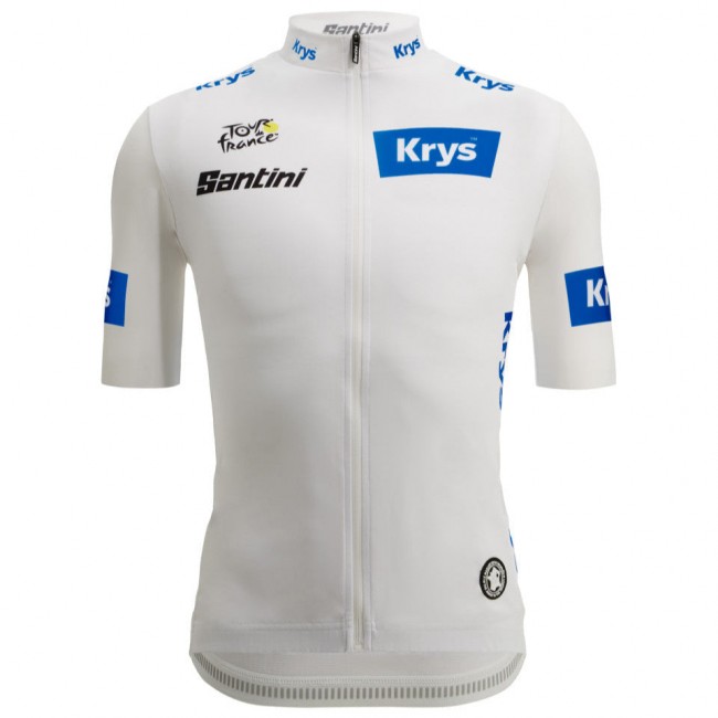 Santini witte Tour de France-jersey Frankrijk 2025 Fan Line-jersey voor heren