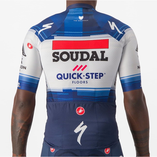 Soudal Quick-Step 2023 Aero Race 6.1 korte mouw wielershirt professionele wielerploeg Soudal Quick-Step 2023 Aero Race 6.1 korte mouw wielershirt professionele wielerploeg