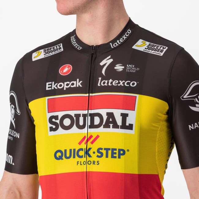 Soudal Quick-Step Belgisch Kampioen 2023 Competizione wielertrui met korte mouwen professioneel wielerteam Soudal Quick-Step Belgisch Kampioen 2023 Competizione wielertrui met korte mouwen professioneel wielerteam