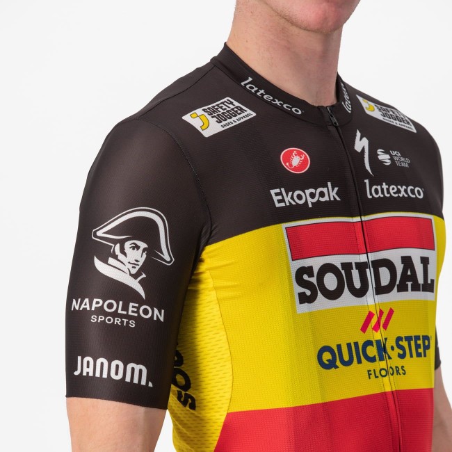 Soudal Quick-Step Belgisch Kampioen 2023 Competizione wielertrui met korte mouwen professioneel wielerteam Soudal Quick-Step Belgisch Kampioen 2023 Competizione wielertrui met korte mouwen professioneel wielerteam
