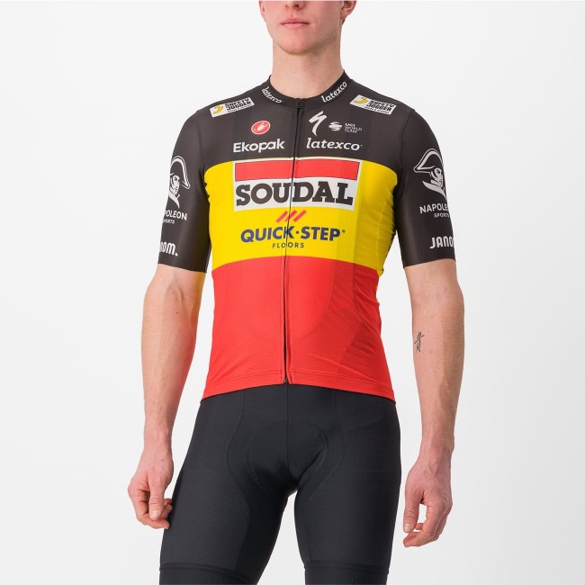 Soudal Quick-Step Belgisch Kampioen 2023 Competizione wielertrui met korte mouwen professioneel wielerteam Soudal Quick-Step Belgisch Kampioen 2023 Competizione wielertrui met korte mouwen professioneel wielerteam