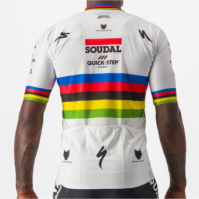 Soudal Quick-Step Wereldkampioen Rainbow Jersey 2023 Competizione wielertrui met korte mouwen professionele wielerploeg Soudal Quick-Step Wereldkampioen Rainbow Jersey 2023 Competizione wielertrui met korte mouwen professionele wielerploeg