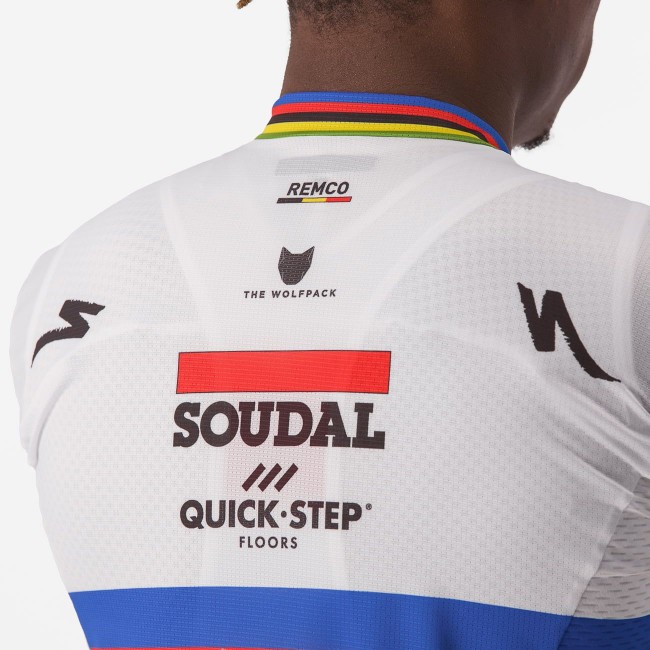 Soudal Quick-Step Wereldkampioen Rainbow Jersey 2023 Competizione wielertrui met korte mouwen professionele wielerploeg Soudal Quick-Step Wereldkampioen Rainbow Jersey 2023 Competizione wielertrui met korte mouwen professionele wielerploeg