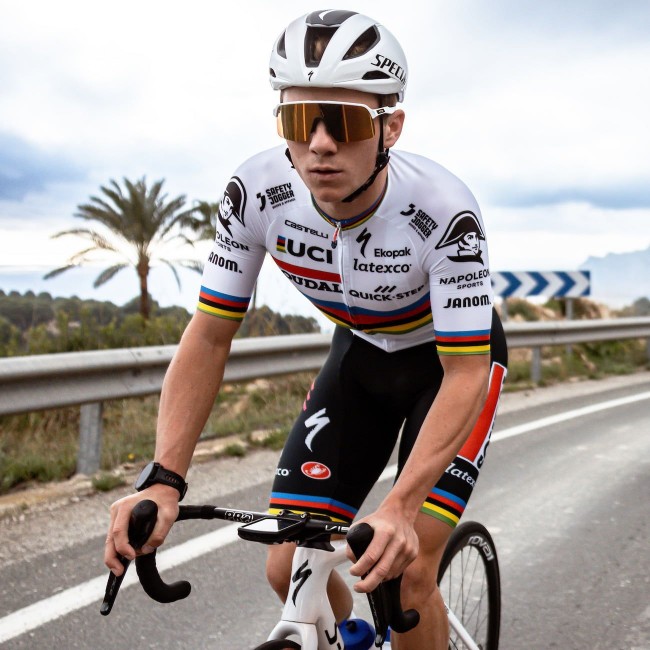 Soudal Quick-Step Wereldkampioen Rainbow Jersey 2023 Competizione wielertrui met korte mouwen professionele wielerploeg Soudal Quick-Step Wereldkampioen Rainbow Jersey 2023 Competizione wielertrui met korte mouwen professionele wielerploeg