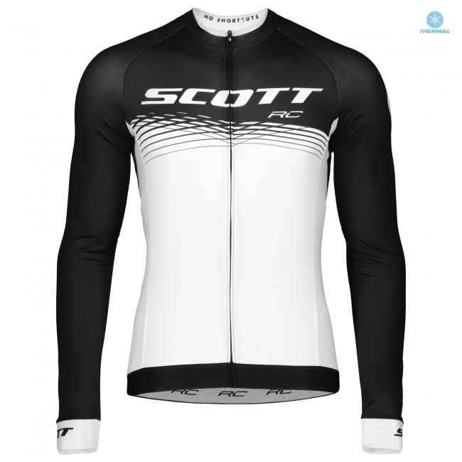 2019 Scott RC Zwart-Wit Thermal Wielershirt Lange Mouw 405UDGC