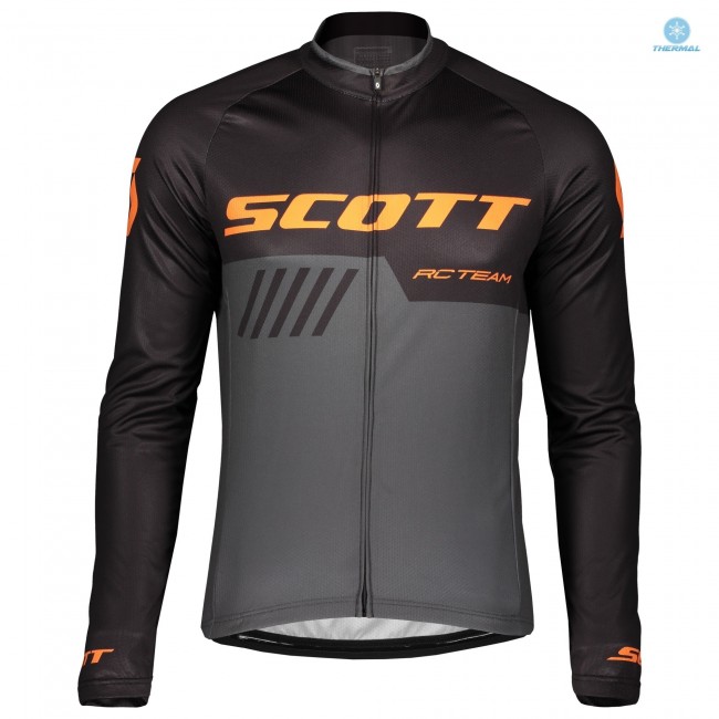 2019 Scott RC Team Zwart-Orange Thermal Wielershirt Lange Mouw 953RKHO