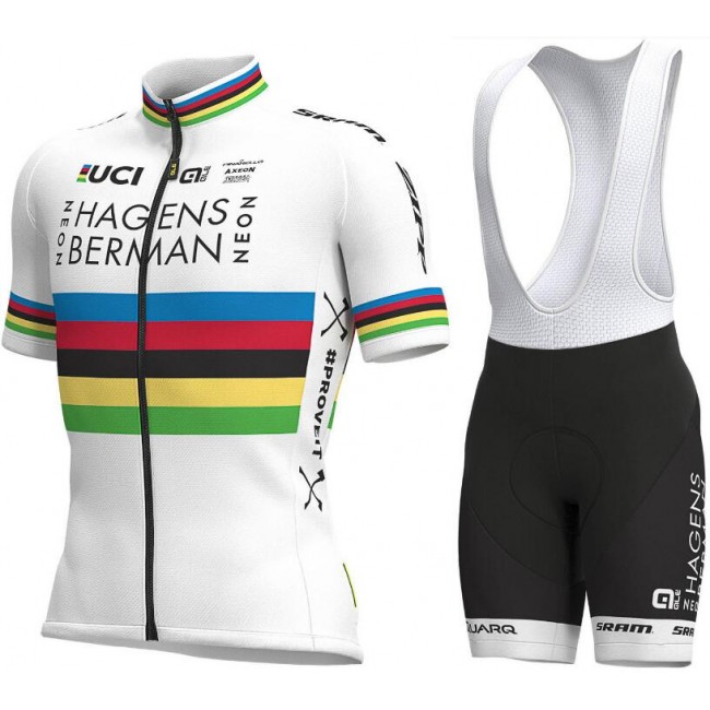 2019 World Champion Hagens Berman Axeon Fietskleding Set Wielershirt Korte Mouw+Korte Fietsbroeken Bib