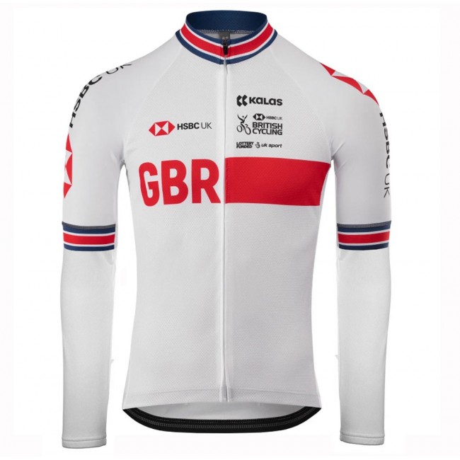 2020 Kalas GBR Country Team Wit Fietskleding Wielershirt Lange Mouw 449ELTE