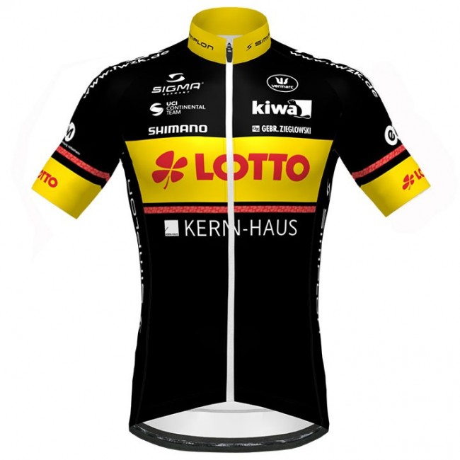 2020 LOTTO KERN-HAUS Zwart-Geel Wielershirt Korte Mouw 295AMIX