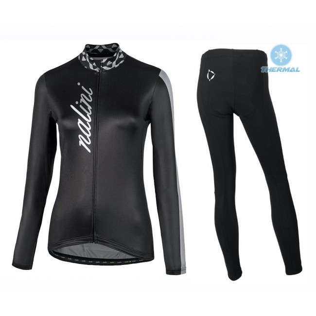 2020 Nalini MCL Zwart Thermal Fietskleding Set Wielershirts Lange Mouw+Lange Wielrenbroek Bib 738DWGK
