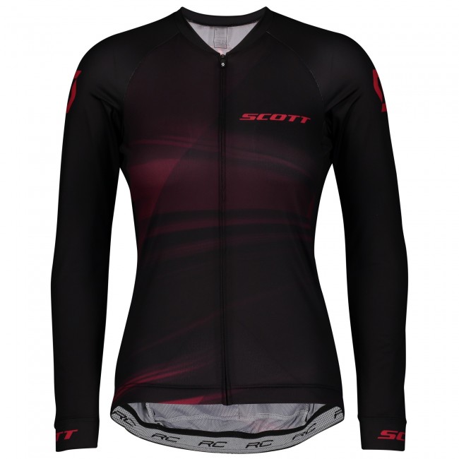 2020 Scott RC Pro Zwart-Rood Dames's Fietskleding Wielershirt Lange Mouw 636QXNW