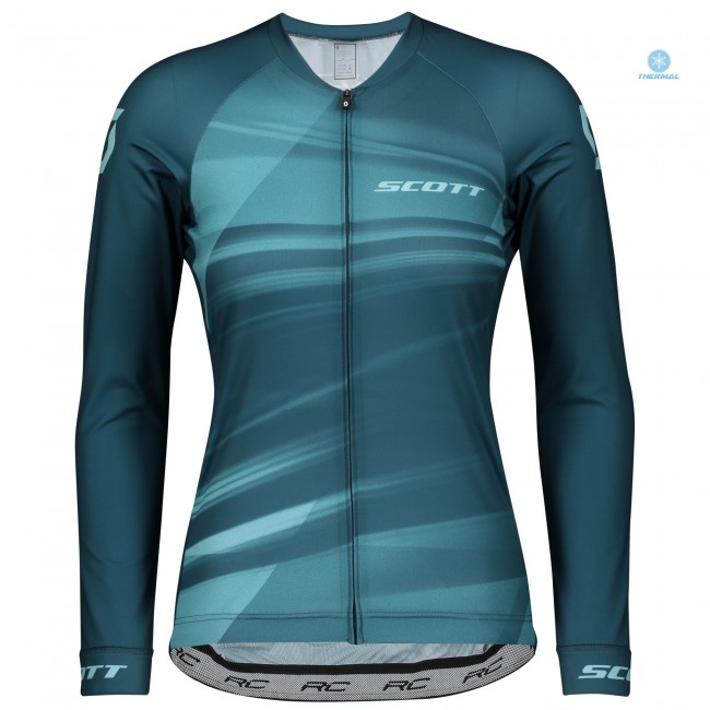 2020 Scott RC Pro Blauw Dames's Thermal Wielershirt Lange Mouw 387METY