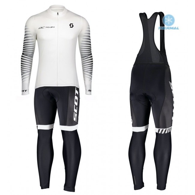 2020 Scott RC Team 1.0 Wit Thermal Fietskleding Set Wielershirts Lange Mouw+Lange Wielrenbroek Bib 325RJYJ