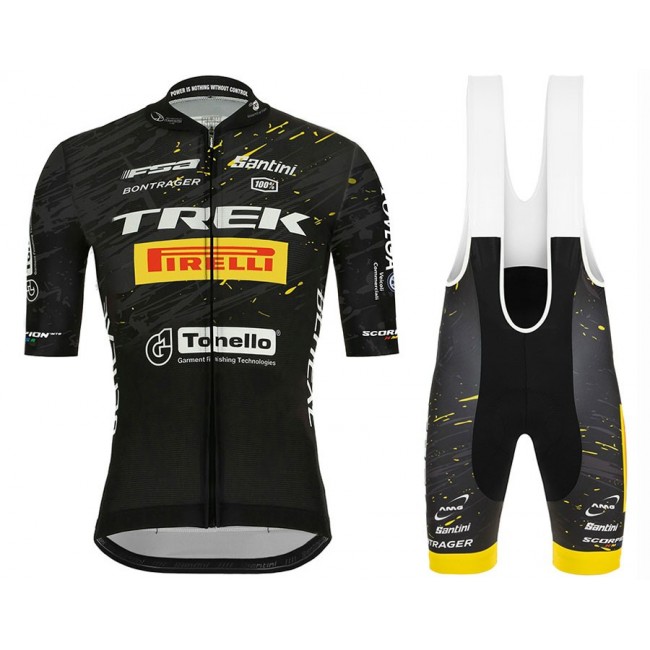 2020 TREK Pirelli Zwart Fietskleding Set Fietsshirt Met Korte Mouwen+Korte Koersbroek Bib 834FAAT