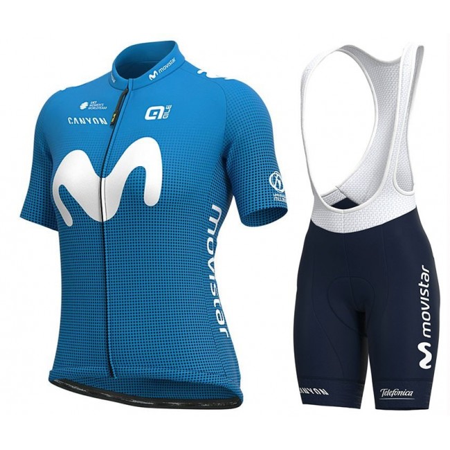 2020 Team Movistar Dames Fietskleding Set Wielershirt Korte Mouw+Korte Fietsbroeken Bib 508YKBO