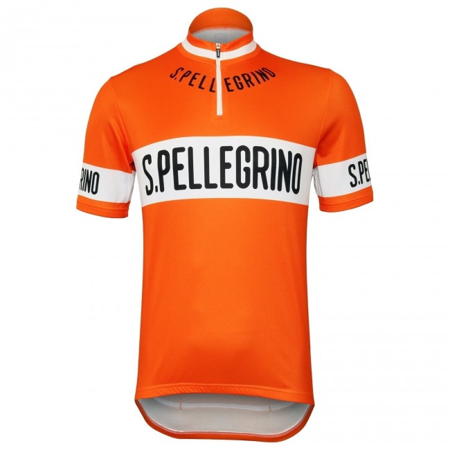 San Pellegrino 1976 Retro Orange Wielershirt Korte Mouw