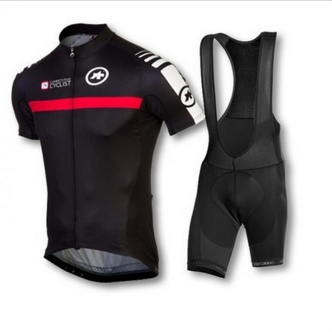 2016 ASSOS Fietskleding Set Fietsshirt Met Korte Mouwen+Korte Koersbroek Rood Wit Zwart