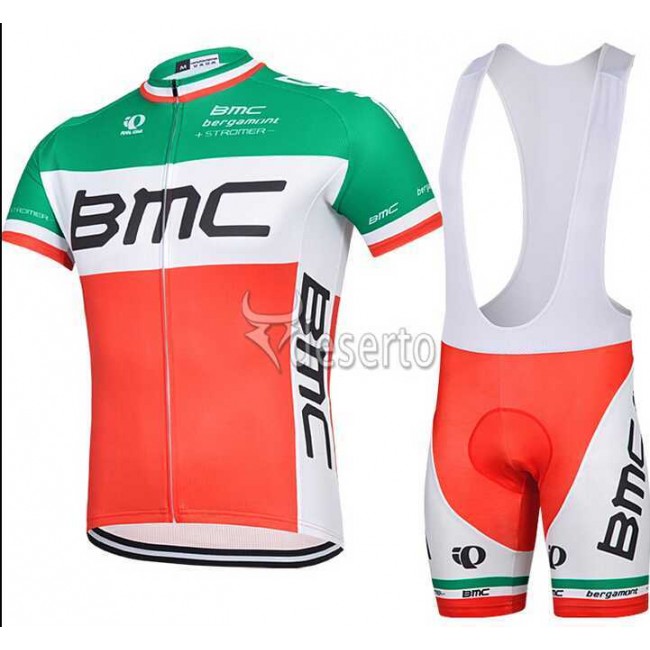 2015 BMC Fietskleding Set Fietsshirt Met Korte Mouwen+Korte Koersbroek Rood Groen