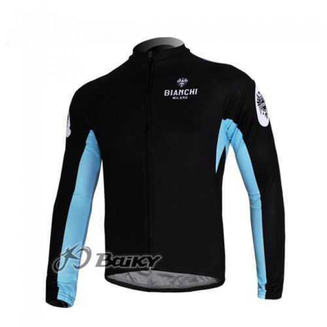 Bianchi Pro Team Wielershirts Lange Mouwen Zwart Blauw