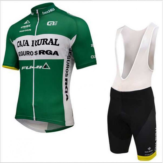 2015 Caja Rural Fietskleding Set Fietsshirt Met Korte Mouwen+Korte Koersbroek