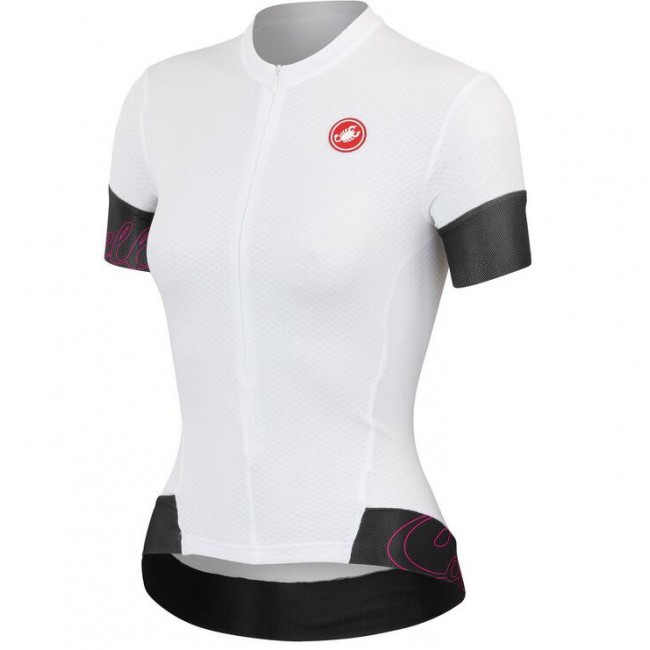 2016 Castelli Vrouwen Fortuna Wielershirt Korte Mouw Wit Zwart