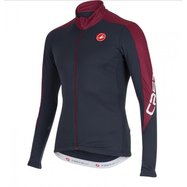 2016 Castelli Klassiek Thermo Wielershirt Lange Mouwen Zwart Rood
