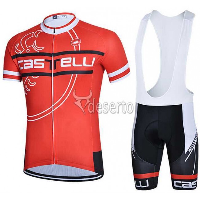 2015 Castelli Fietskleding Set Fietsshirt Met Korte Mouwen+Korte Koersbroek Rood