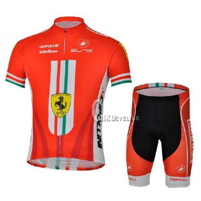 Ferrari Teams Castelli Cipollini Wielerkleding Set Wielershirts Korte Mouw+Fietsbroek