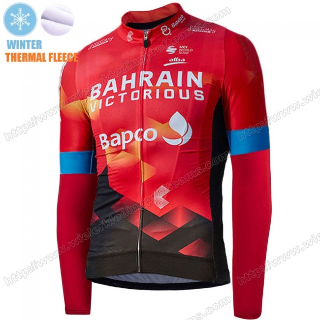 Winter Fleece Bahrain Victorious Pro Team 2021 Wielershirts Lange Mouwen FJJLU