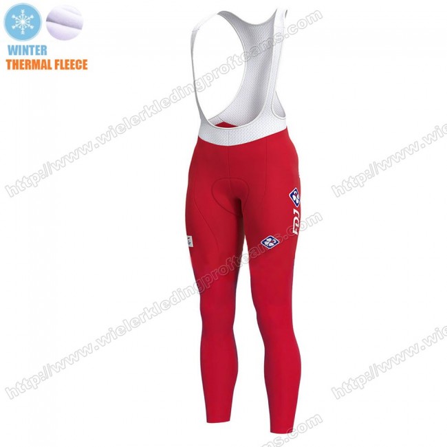 Swiss FDJ Winter Thermal Fleece 2020 Lange Fietsbroeken Bib IRKBS