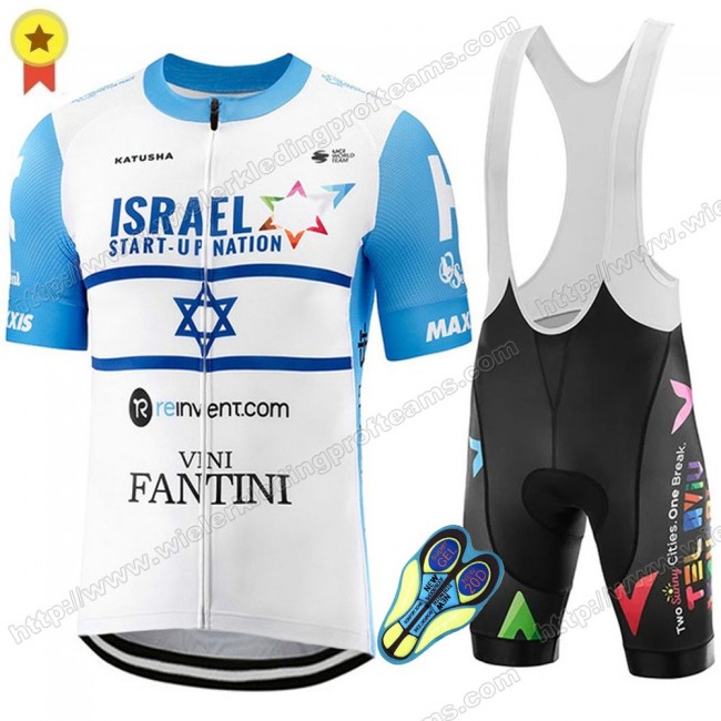 Israel Start-Up Nation 2020 World Champion Fietskleding Set Fietsshirt Met Korte Mouwen+Korte Koersbroek Bib PHJYW