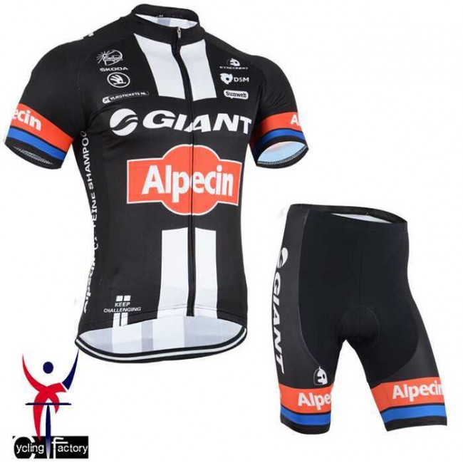 2015 GIANT-ALPECIN Fisshirt Korte Mouw Zwart+Korte Fisbroeken