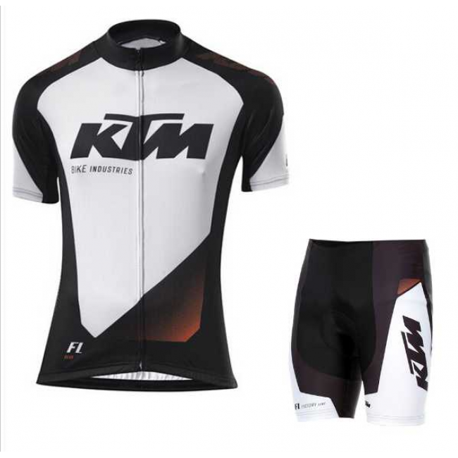 2016 KTM Fietskleding Wielershirt Korte Mouw+Korte Fietsbroeken Wit 002