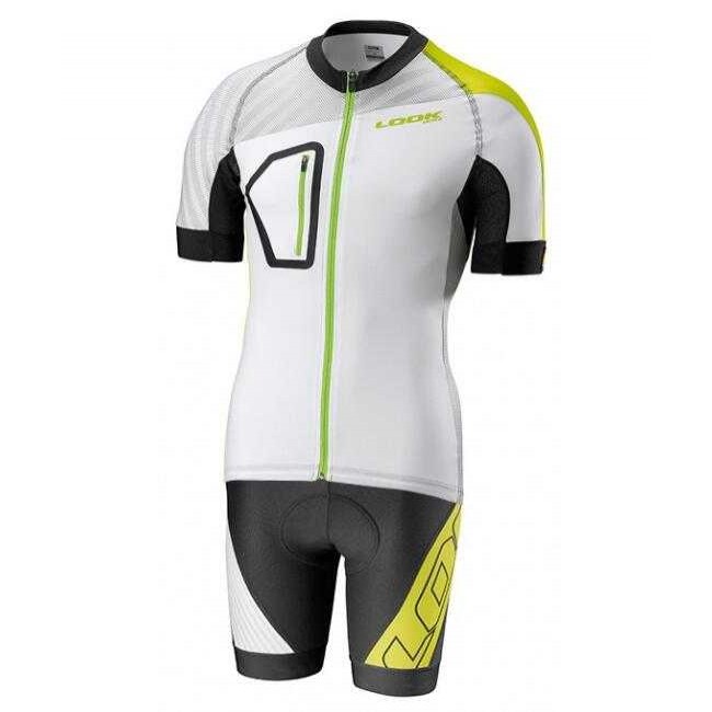 2016 Look Fietskleding Set Fietsshirt Met Korte Mouwen+Korte Koersbroek Wit Geel