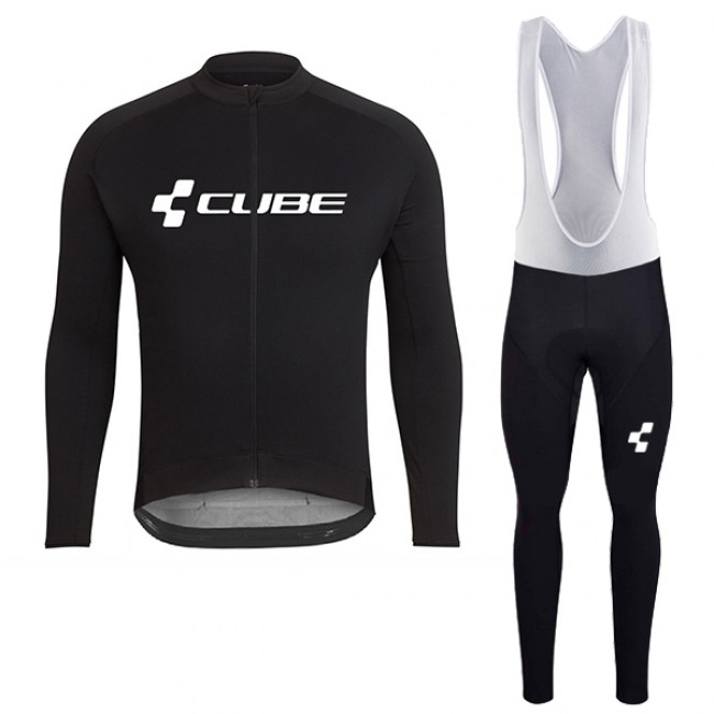 2018 Cube Zwart Fietskleding Set Wielershirt Lange Mouw+Lange Fietsbroeken Bib