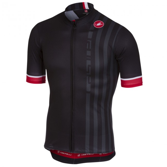 Castelli Podio Doppio Zwart Wielershirt Korte Mouw