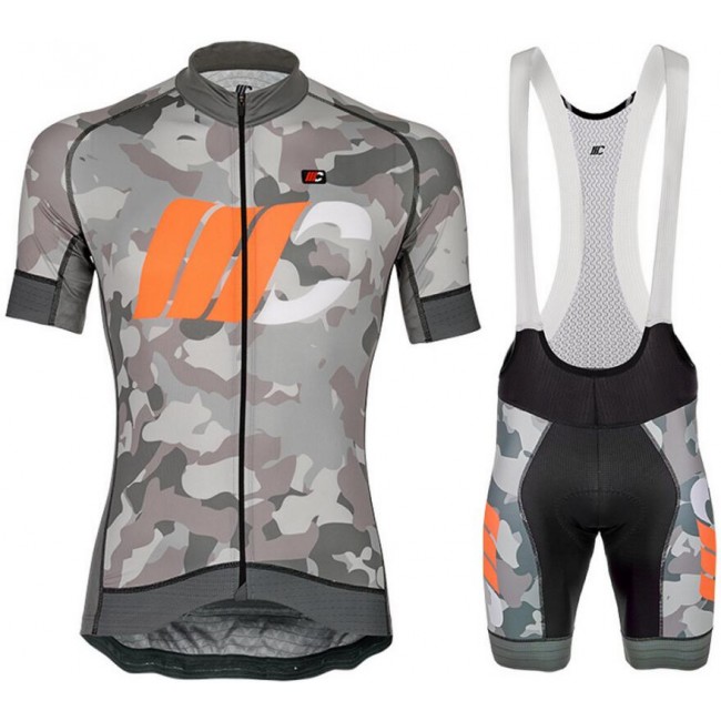 Cipollini Prestige Camo Grijs Oranje Fietskleding Set Wielershirt Korte Mouw+Korte Fietsbroeken Bib
