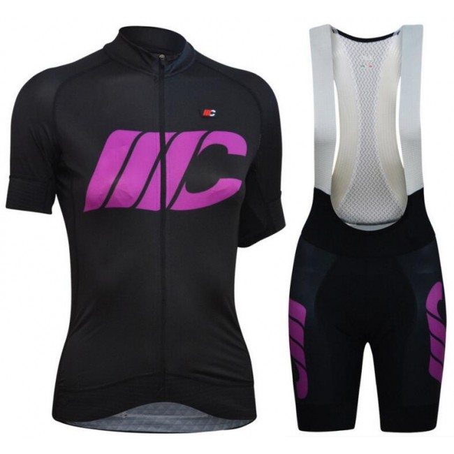 Cipollini Prestige Dames Black Violet Fietskleding Set Wielershirt Korte Mouw+Korte Fietsbroeken Bib