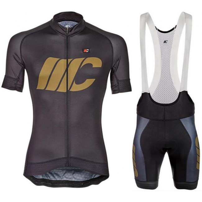 Cipollini Prestige Zwart Gold Fietskleding Set Wielershirt Korte Mouw+Korte Fietsbroeken Bib