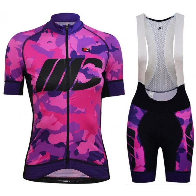 Cipollini Prestige Dames Camo Violet Fietskleding Set Wielershirt Korte Mouw+Korte Fietsbroeken Bib