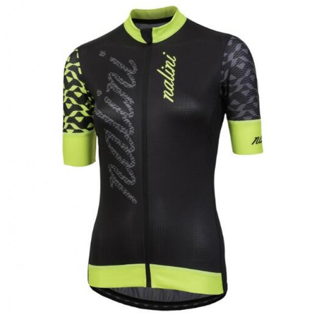 Nalini AHS Stilosa Black/Yellow Dames Wielershirt Korte Mouw