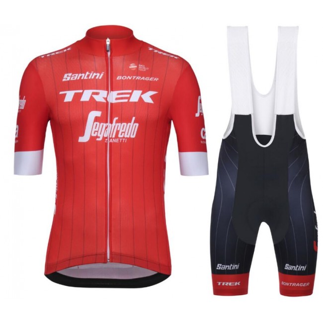 Trek Segafredo 2018 Rood Fietskleding Set Wielershirt Korte Mouwen+Korte Fietsbroeken Bib
