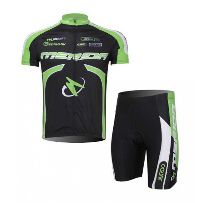 Merida 2014 Wielerkleding Set Wielershirts Korte Mouw+Fietsbroek Zwart Groen