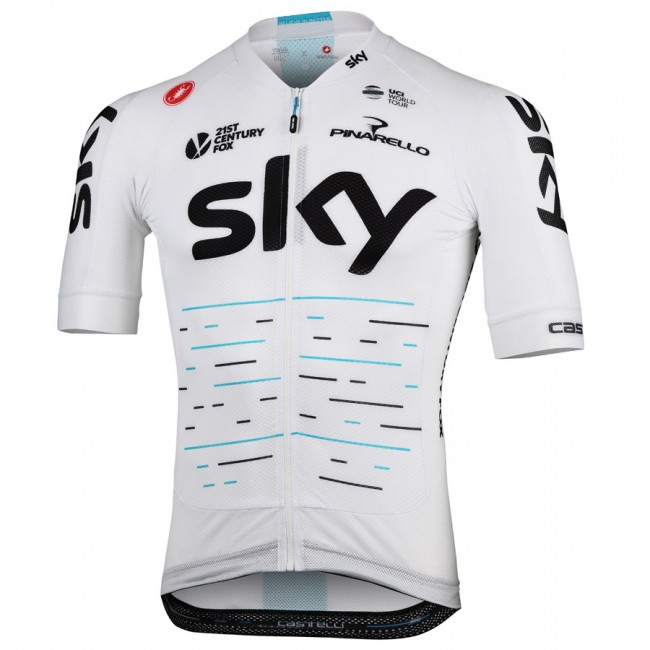 Team Sky 2017 Aero Race Wielershirt Korte Mouw Wit
