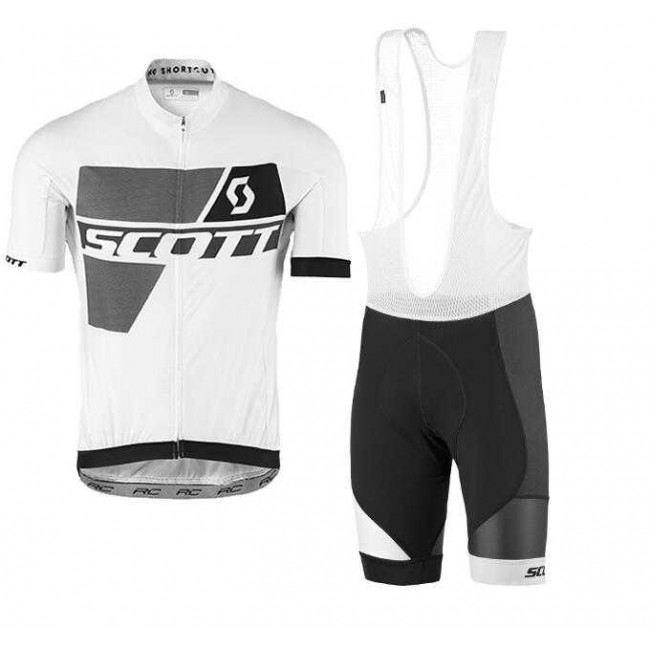 2016-2017 Scott Fietskleding Set Fietsshirt Met Korte Mouwen+Korte Koersbroek Wit