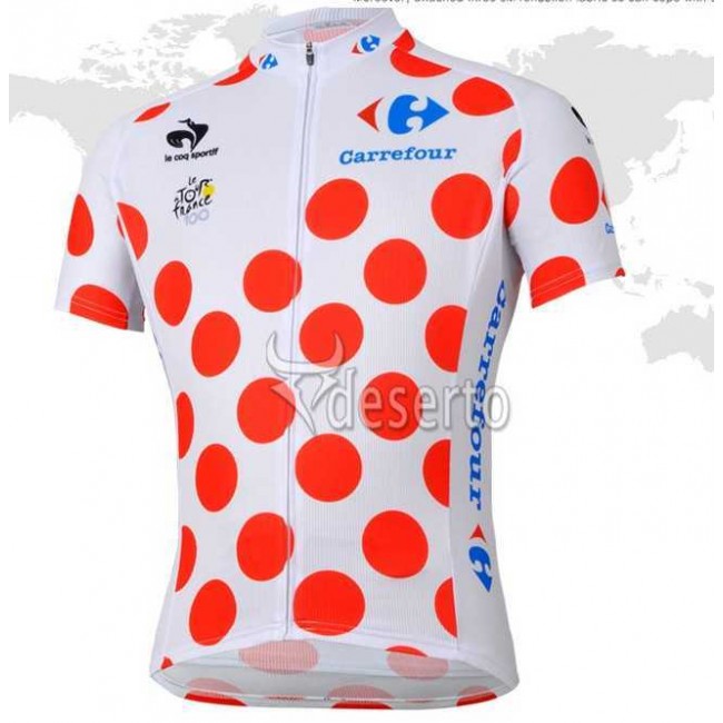 Tour De France Le Coq Sportif Dot-Achtige Wielershirt Met Korte Mouwen